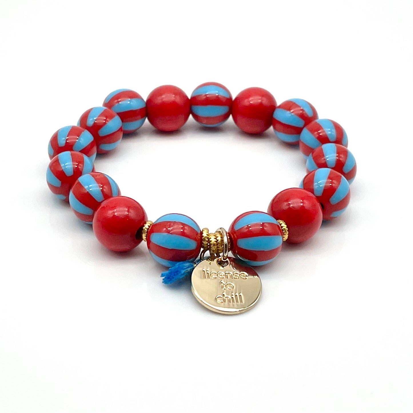 Armband SWEET CANDY STRIPE WOOD elastisches Perlenarmband
