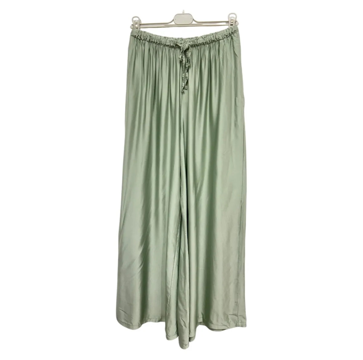 Seidige, gerade geschnittene Hose - Khaki