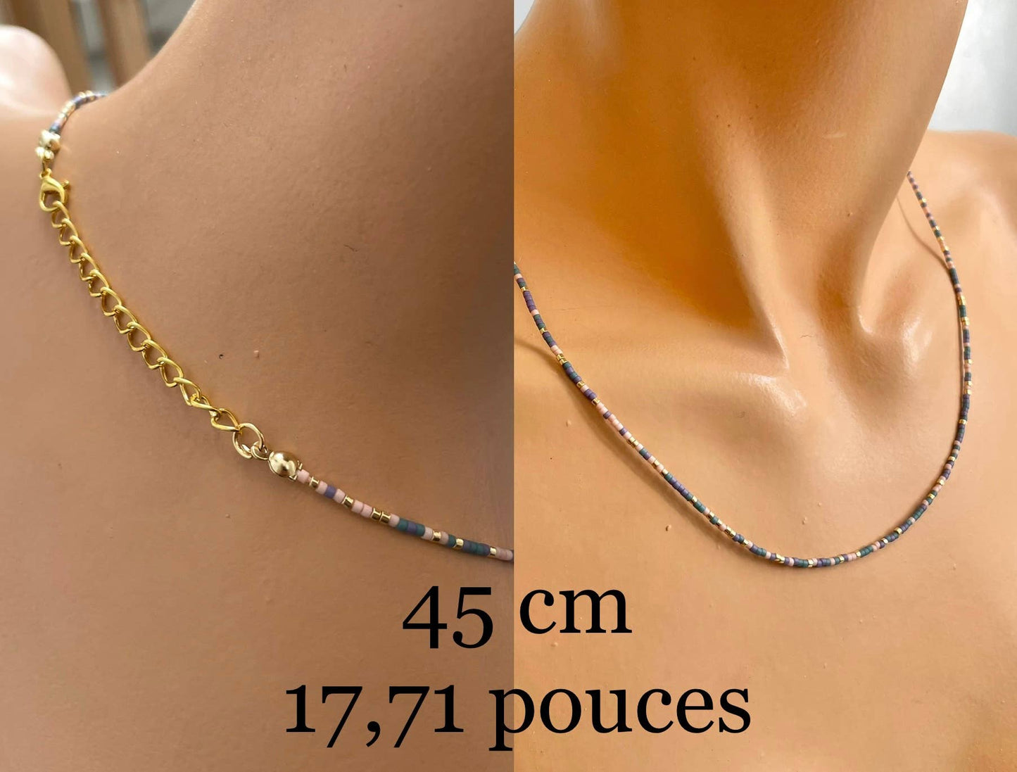 Perlenkette aus Edelstahl, Choker C043