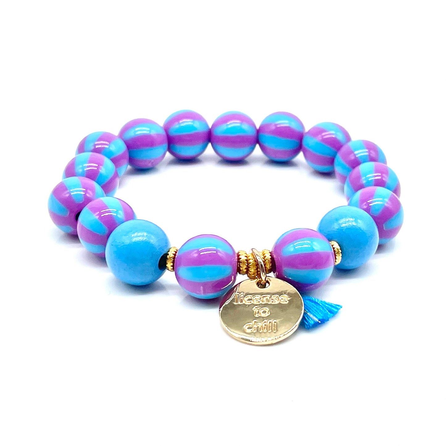 Armband SWEET CANDY STRIPE WOOD elastisches Perlenarmband