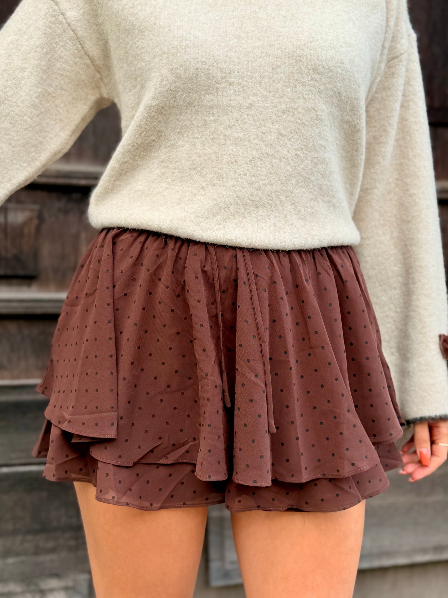 Chiffon Skort – Dotted Chocolate