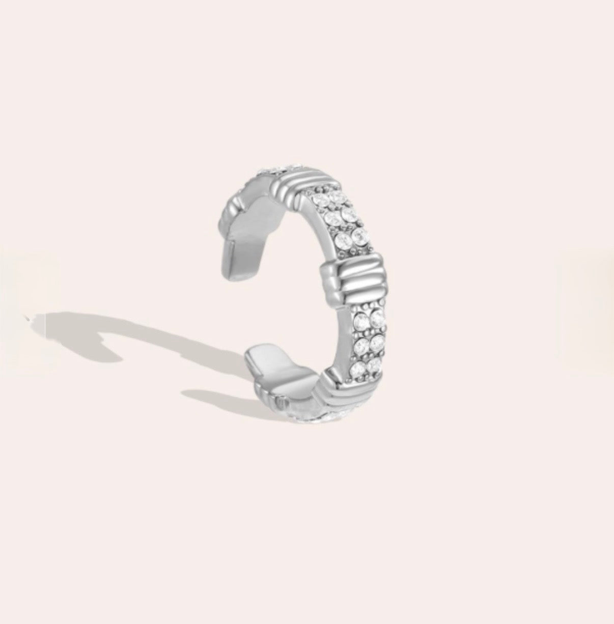 Edelstahl Ear-cuffs 15mm Designstark, mit Zirkoniasteinen