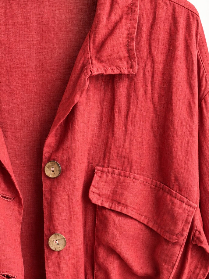 Linen Breeze Jacket - Terra Red