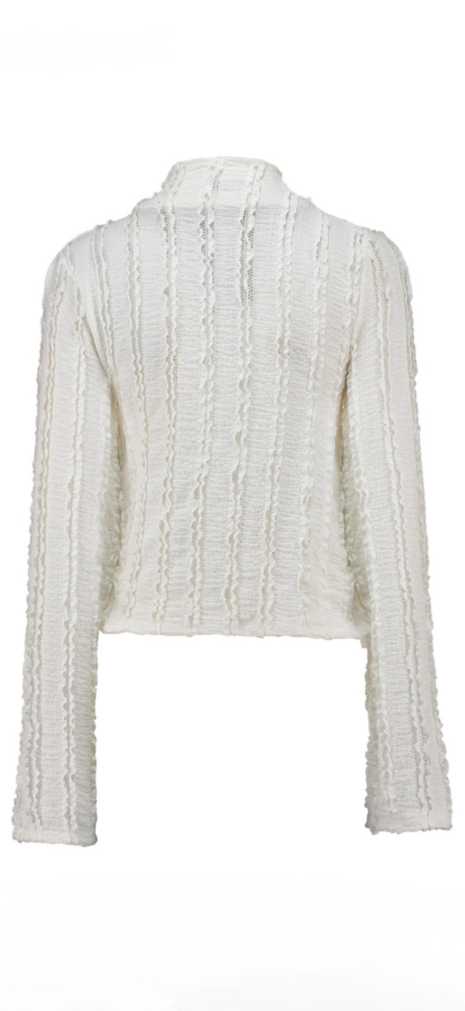 Strukturiertes Langarm-Top mit Wickeldetail