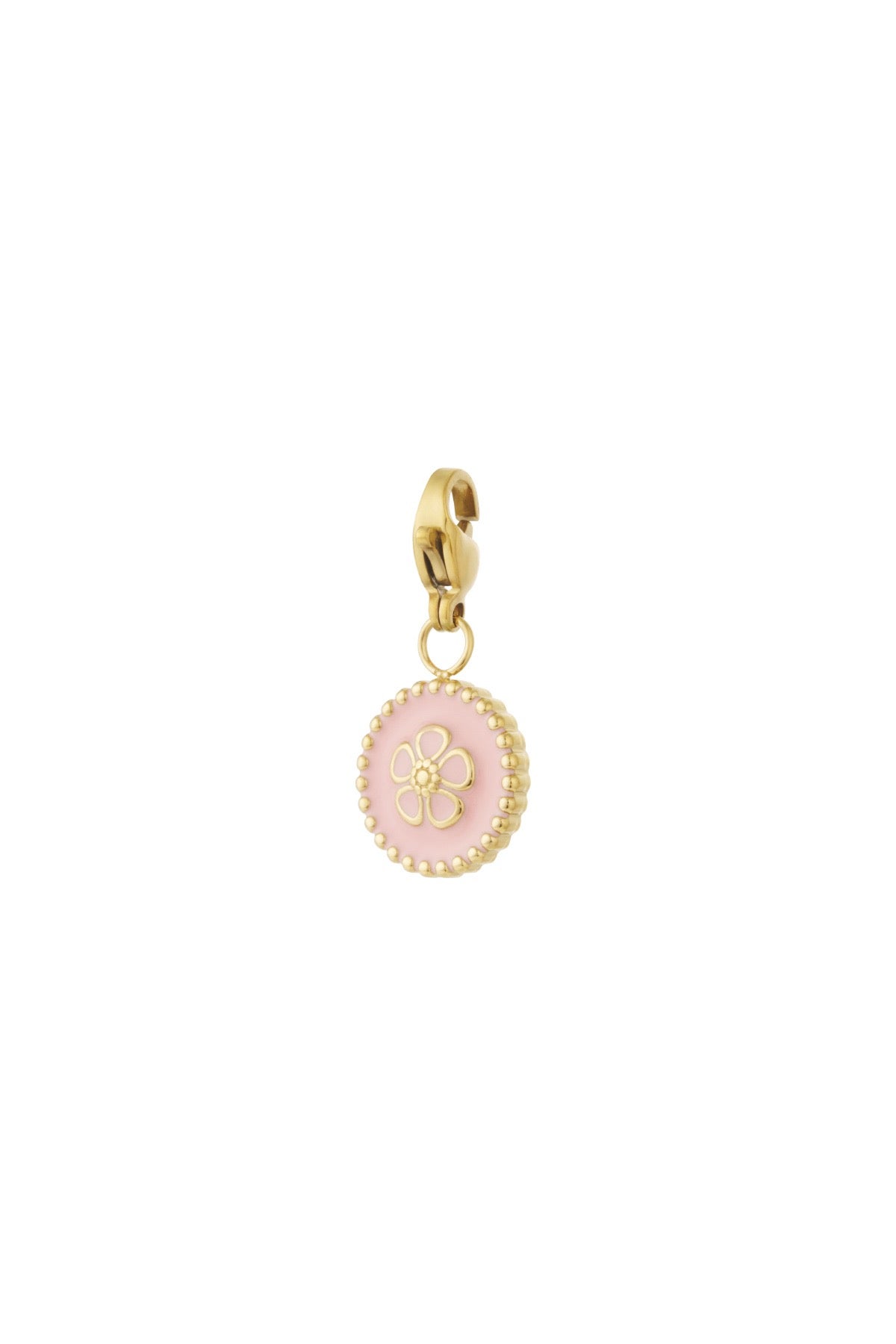 Edelstahl Schmuck Charme Blume - rosa