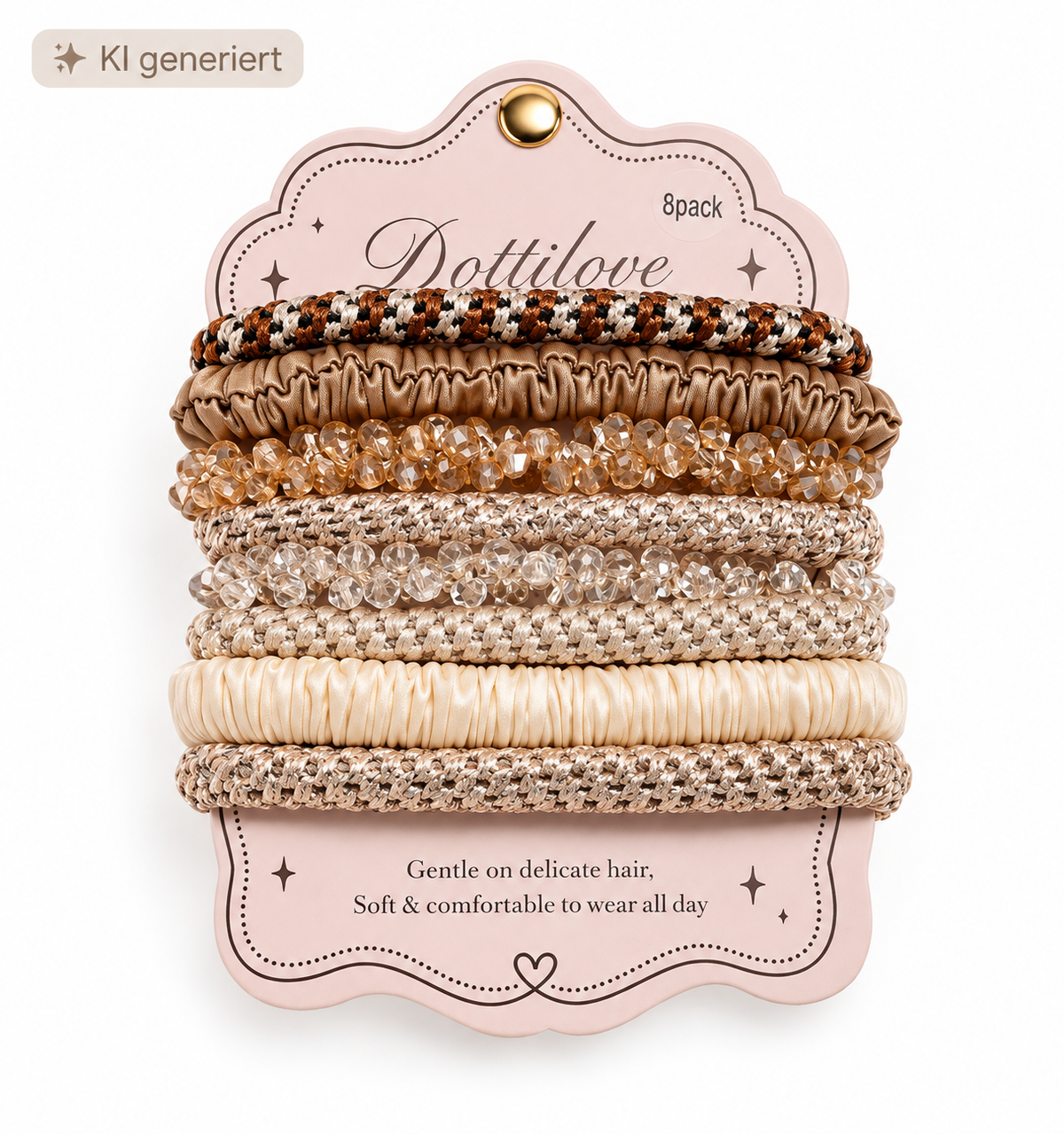 Haargummi-Set 8-teilig – Elegante Haargummis in Braun & Beige