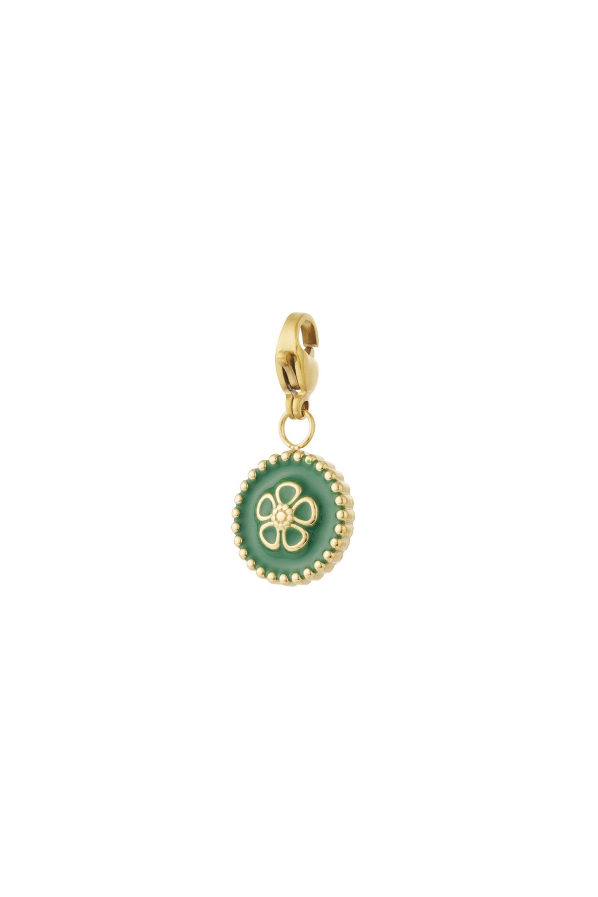 Edelstahl Schmuck Charme Blume - grün