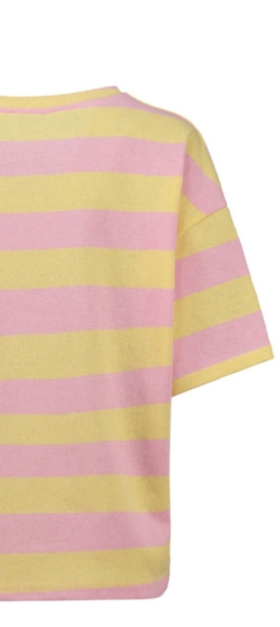 Gestreiftes Feinstrick-Shirt „Candy Stripes“ in Rosa & Gelb