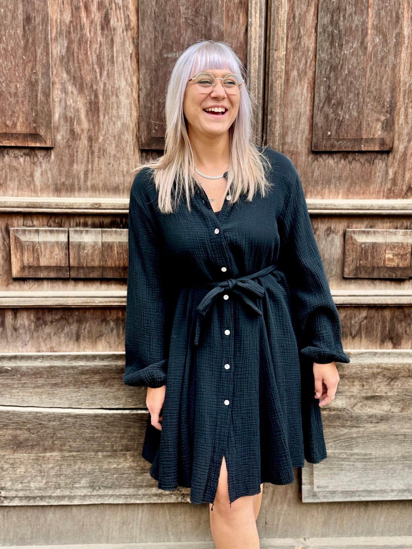 Kleid aus Musselin – schwarz