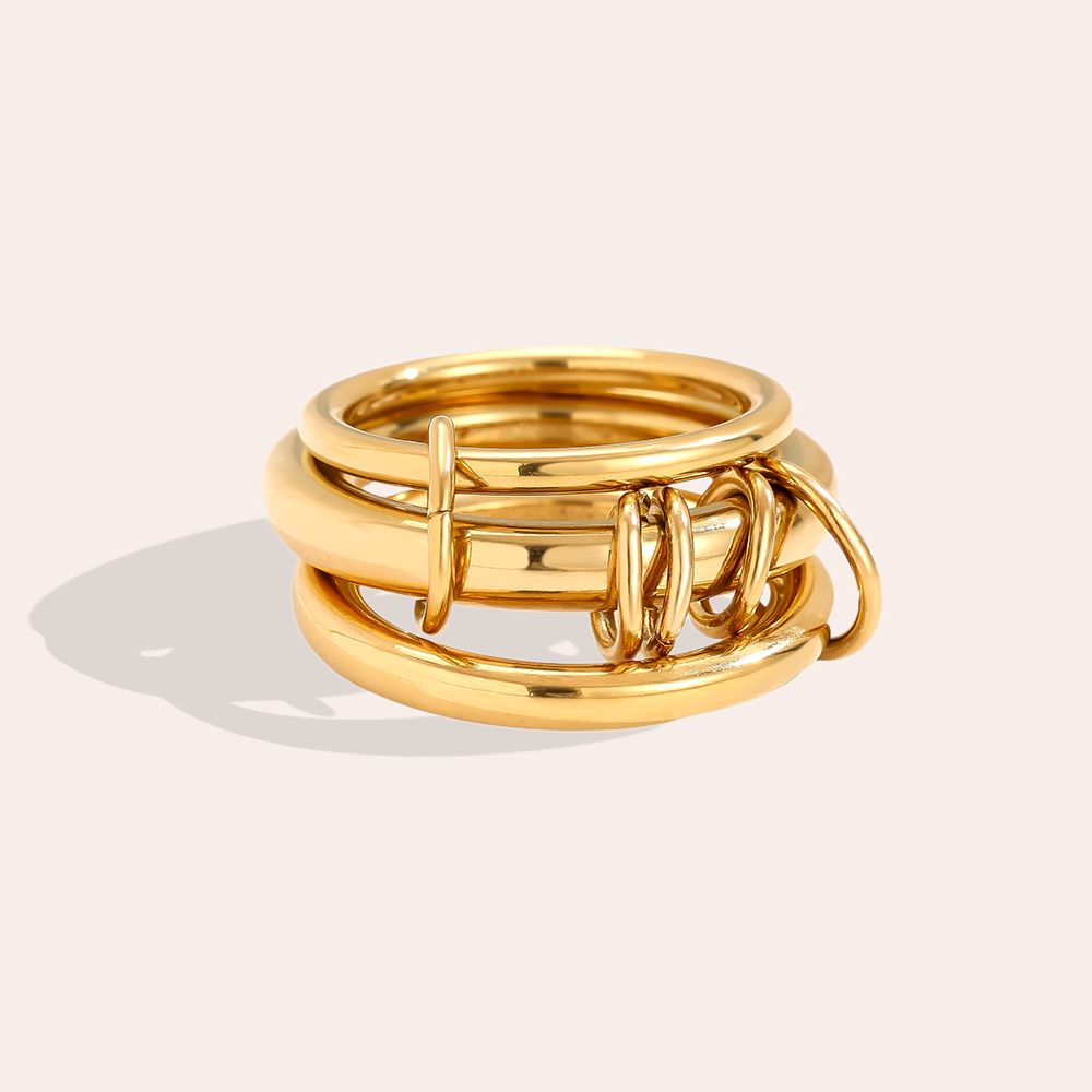 Simple Dreiteiliges Ring Set Edelstahl Ring