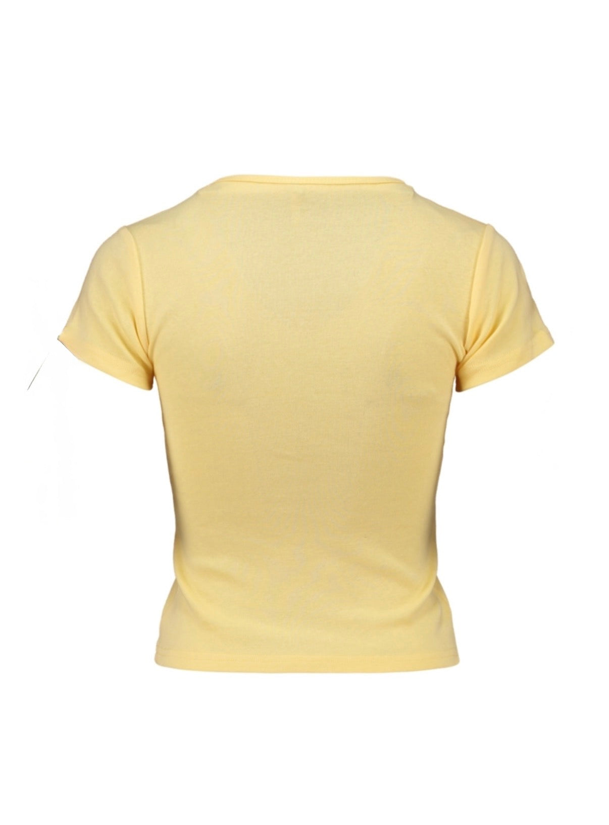 Hailys Cropped T-Shirt Damen – Butter Yellow mit Chili-Motiv