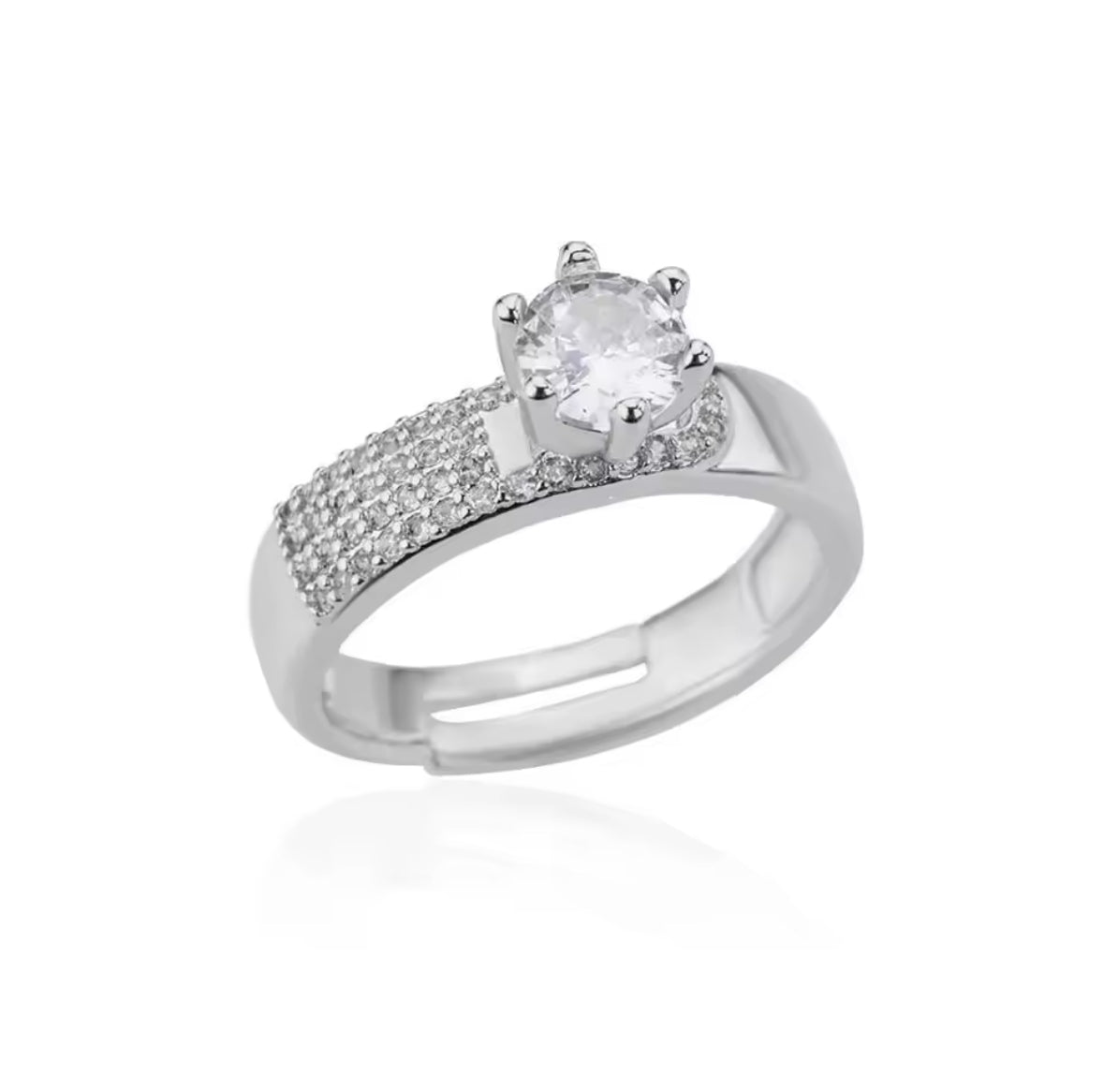 Runder Zirkon-Stein Ring, Edelstahl