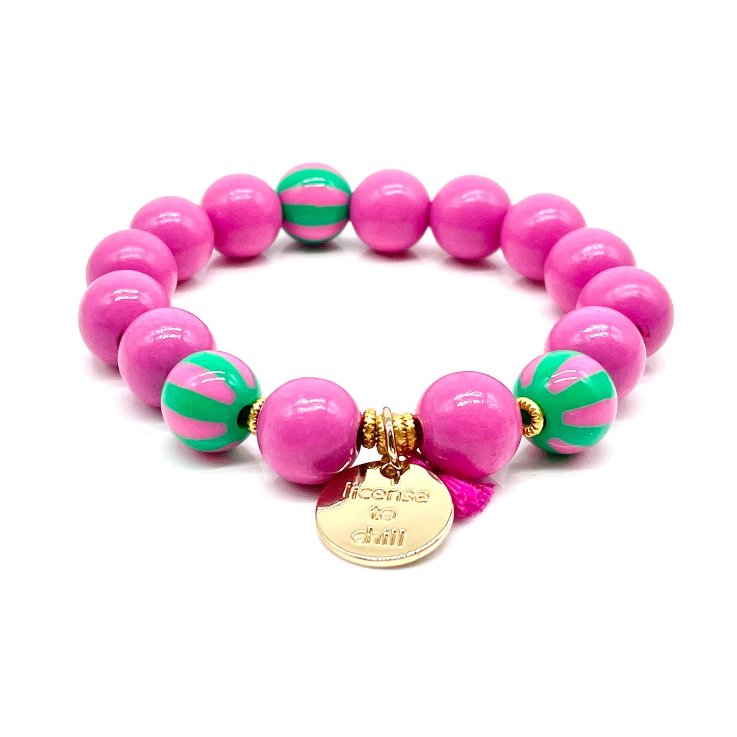 Armband SWEET CANDY STRIPE WOOD elastisches Perlenarmband