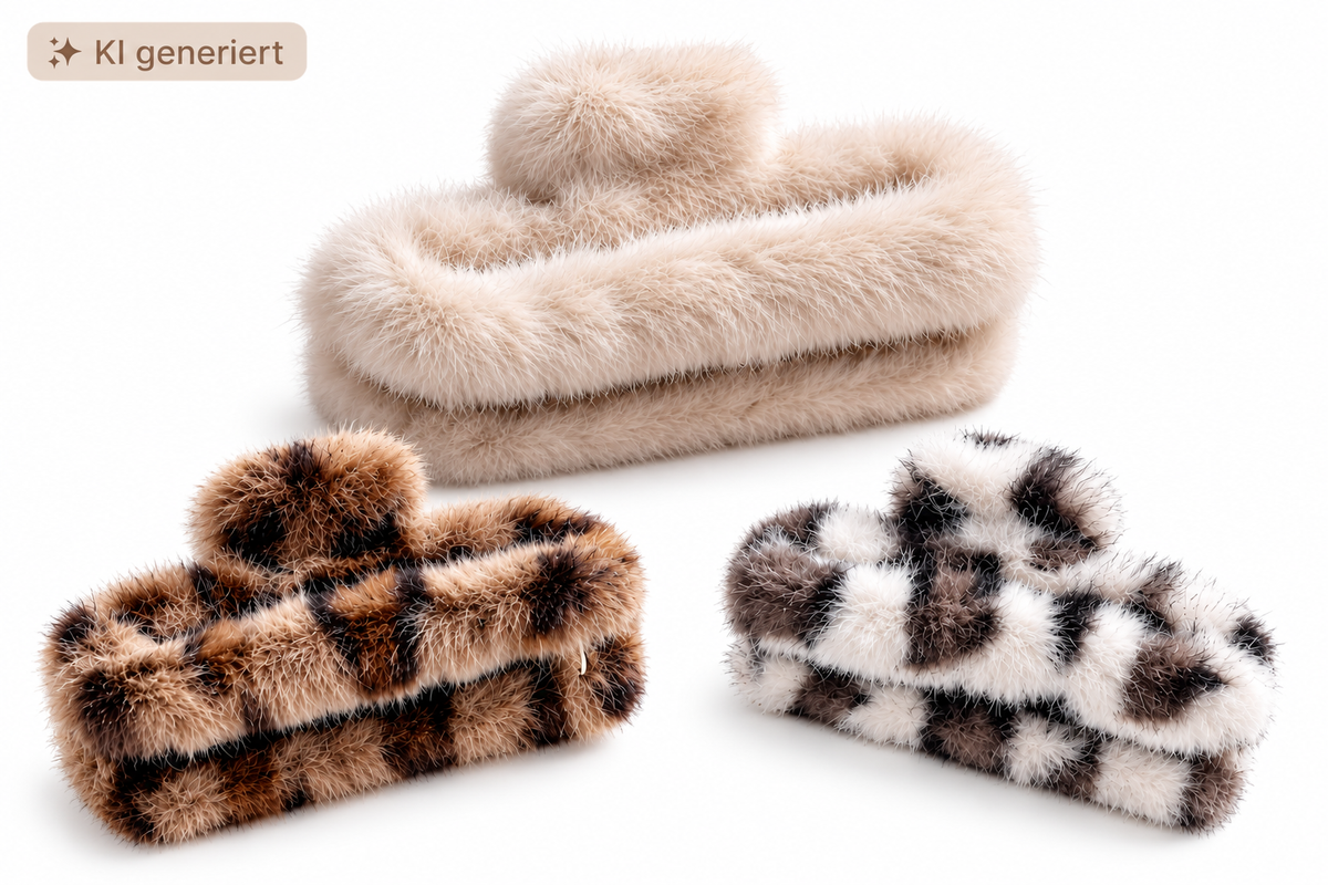 Fluff Rectangle – Flauschige Haarklammer 13 cm