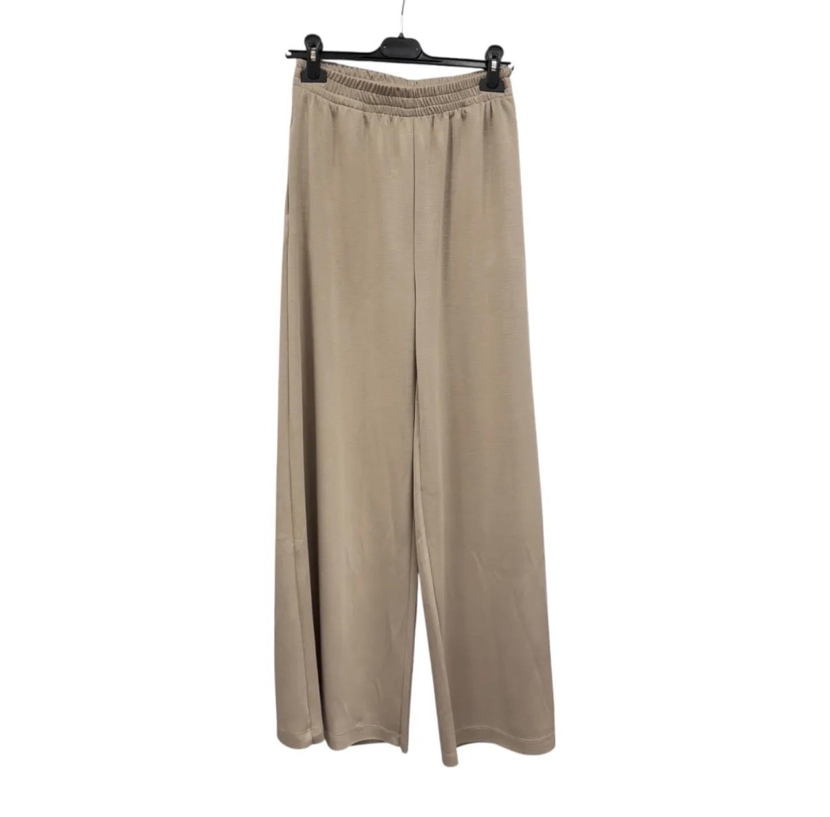 Soft Flow Wide Leg Hose – fließende Stretchhose mit elastischem Bund in Schwarz & Taupe