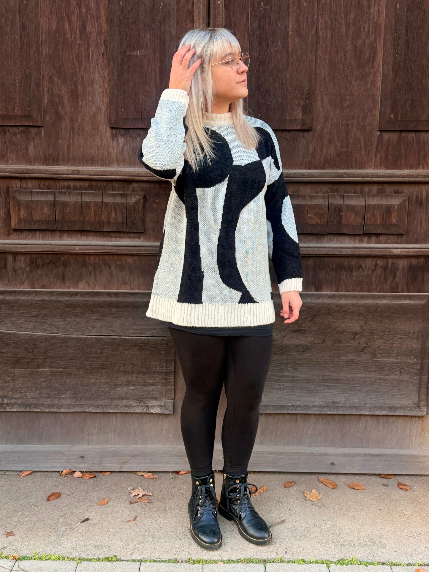 Abstract Knit Oversize Sweater