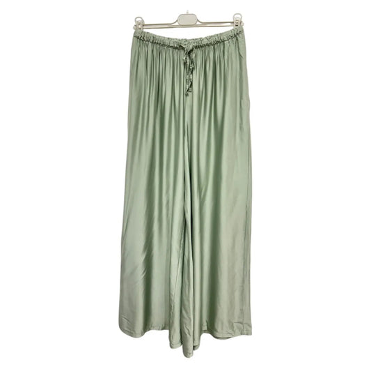 Seidige, gerade geschnittene Hose - Khaki