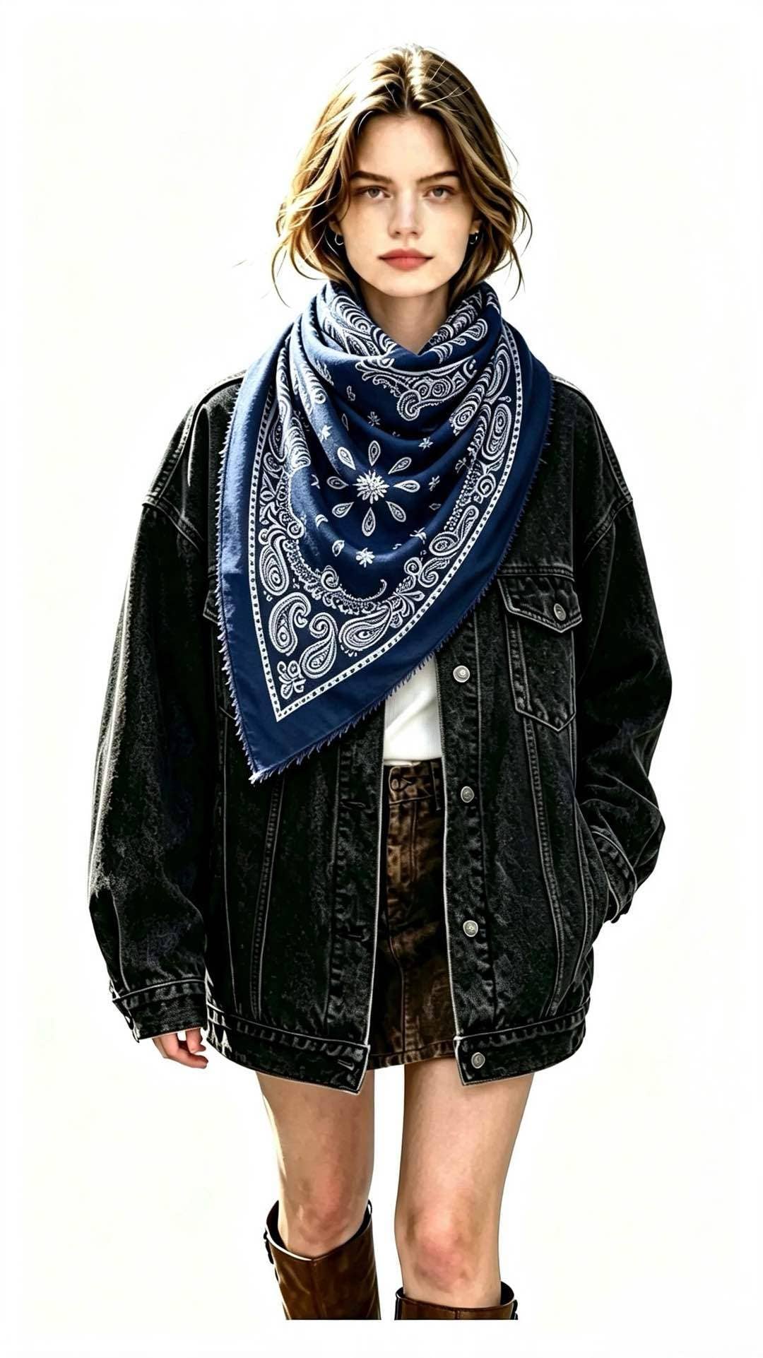 Quadratisches Damen-Bandana mit Paisley-Muster: Taupe / SIE