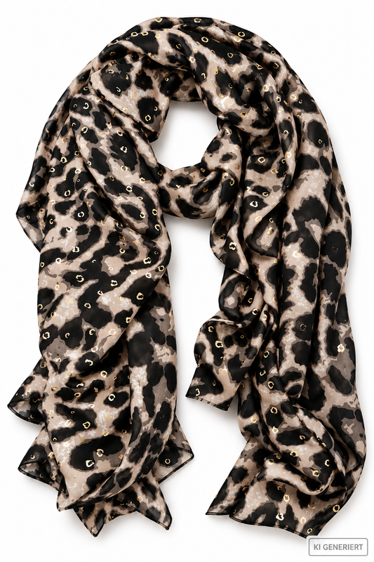 Leo Glam Tuch – Animal Print mit goldfarbenen Akzenten