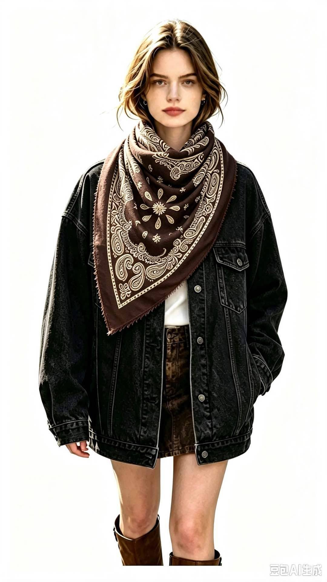 Quadratisches Damen-Bandana mit Paisley-Muster: Taupe / SIE