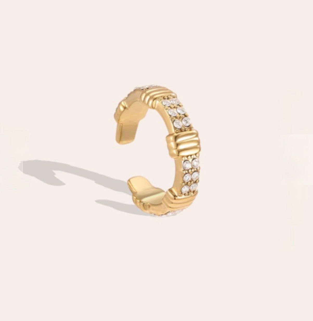 Edelstahl Ear-cuffs 15mm Designstark, mit Zirkoniasteinen