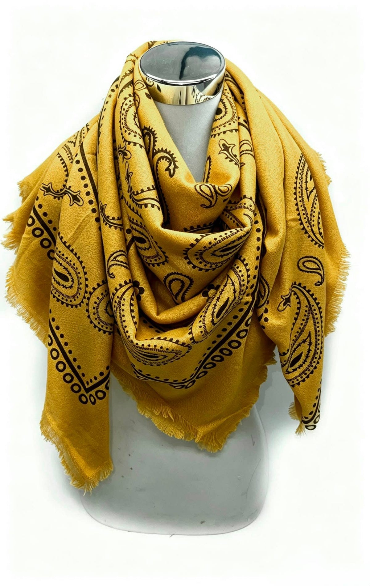 K2 quadratischer Wollschal mit Paisley‑Muster