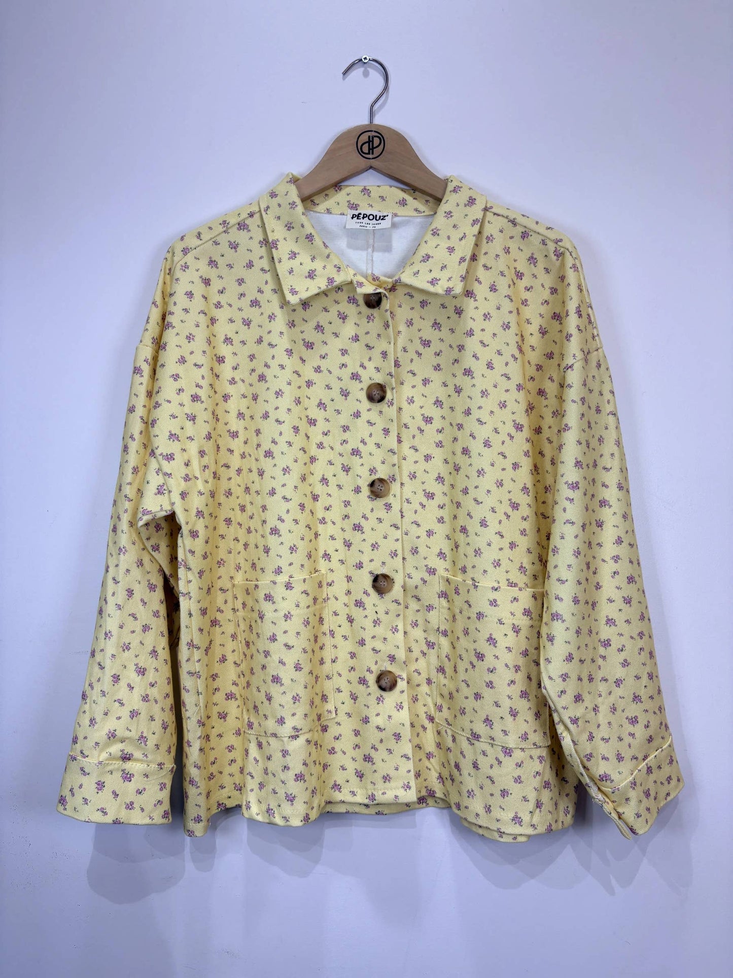 Große Größe Denimjacke mit Blumenmuster PV2630GT-1