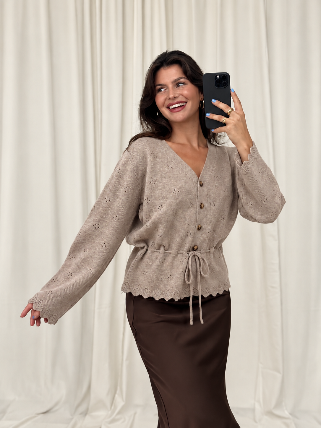 Taupe Lace Cardigan