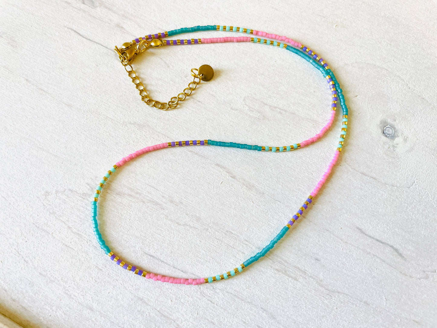 Perlenkette aus Edelstahl, Choker C043