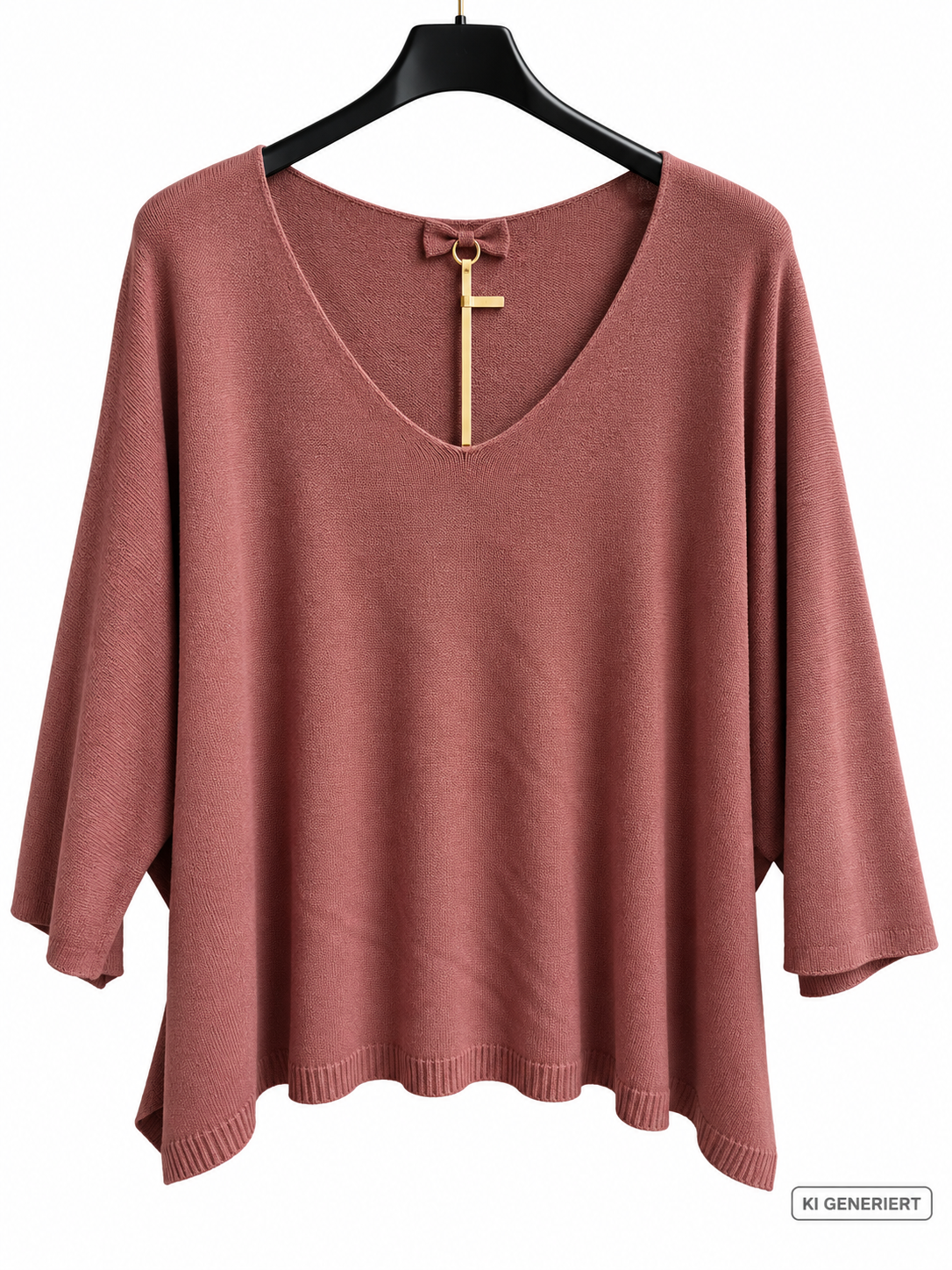 Leichter Oversize Feinstrickpullover mit rundem V-Ausschnitt