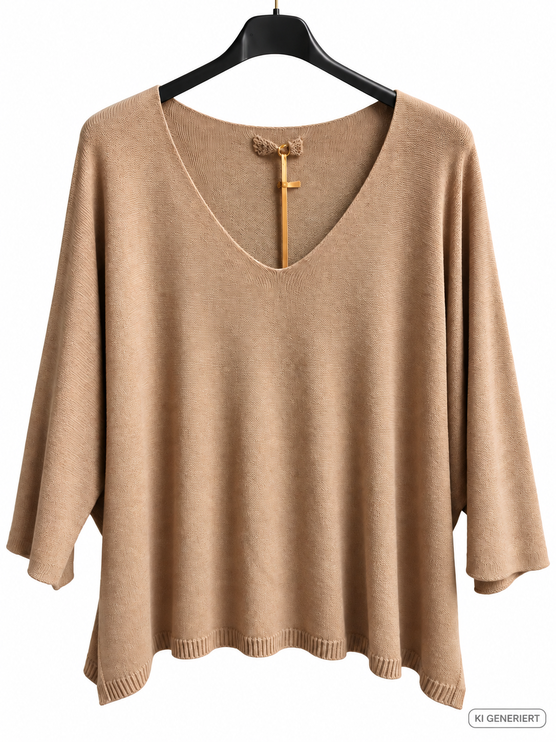 Leichter Oversize Feinstrickpullover mit rundem V-Ausschnitt