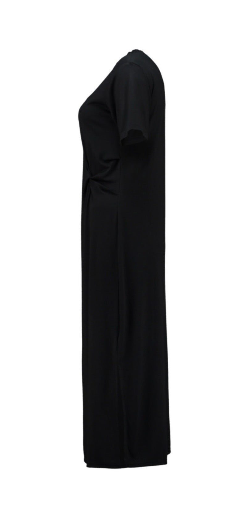 Maxikleid mit Raffdetail – Schwarzes T-Shirt Kleid aus Viskose