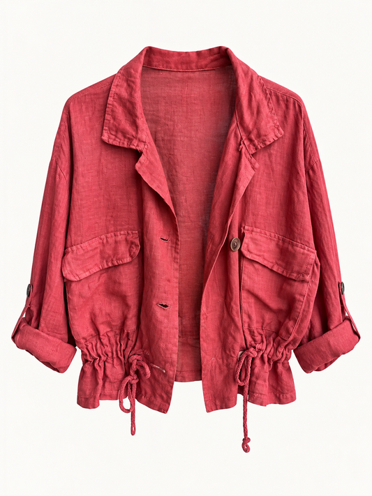 Linen Breeze Jacket - Terra Red