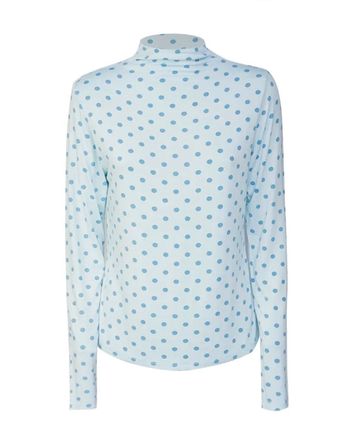 Pünktchen Longsleeve Damen – Stretch Rollkragen Shirt | Polka Dot Basic Top in 3 Farben