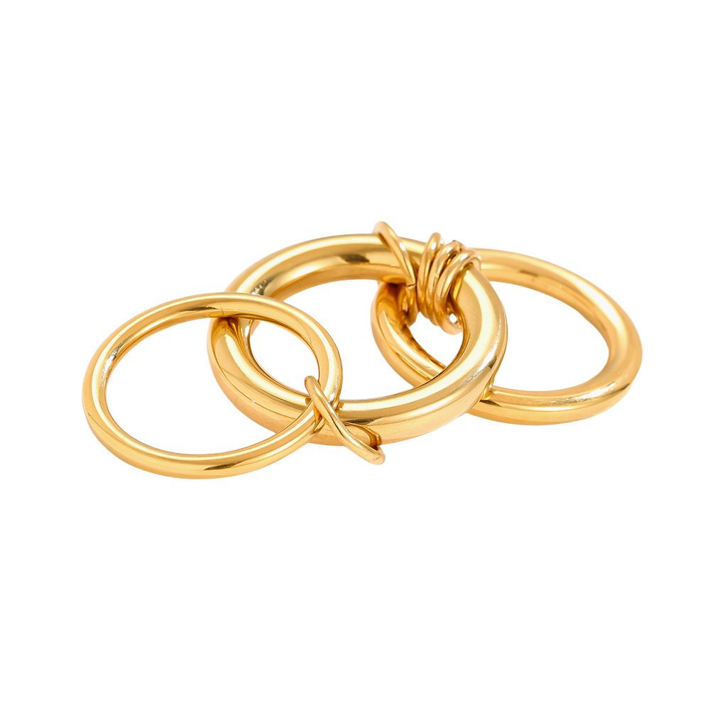 Simple Dreiteiliges Ring Set Edelstahl Ring