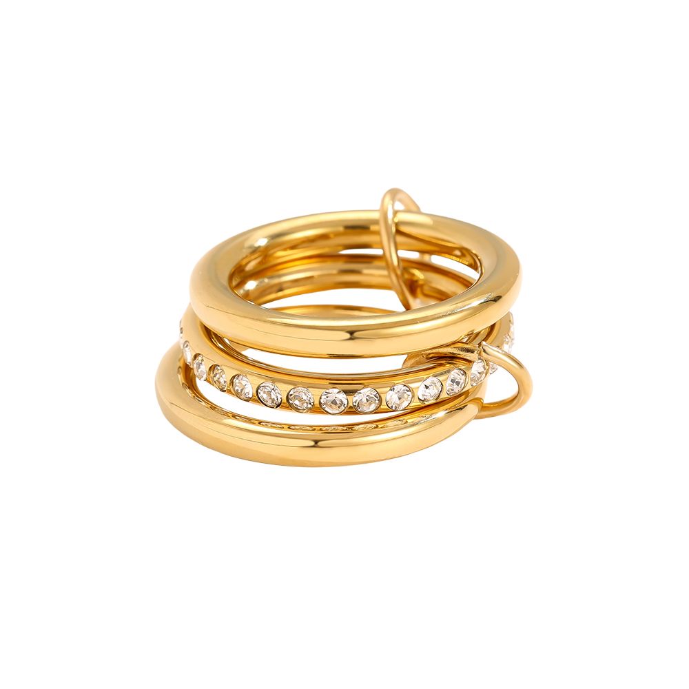 Dreiteiliges Diamond Ring Set Edelstahl Ring