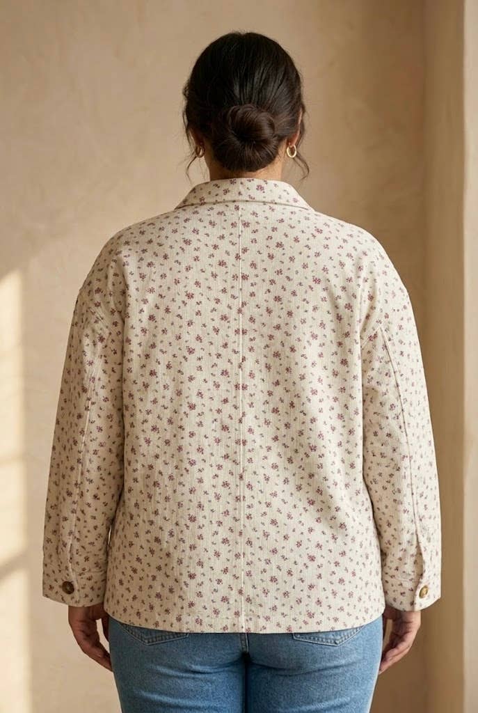 Große Größen Denimjacke mit Blumenprint PV2630GT