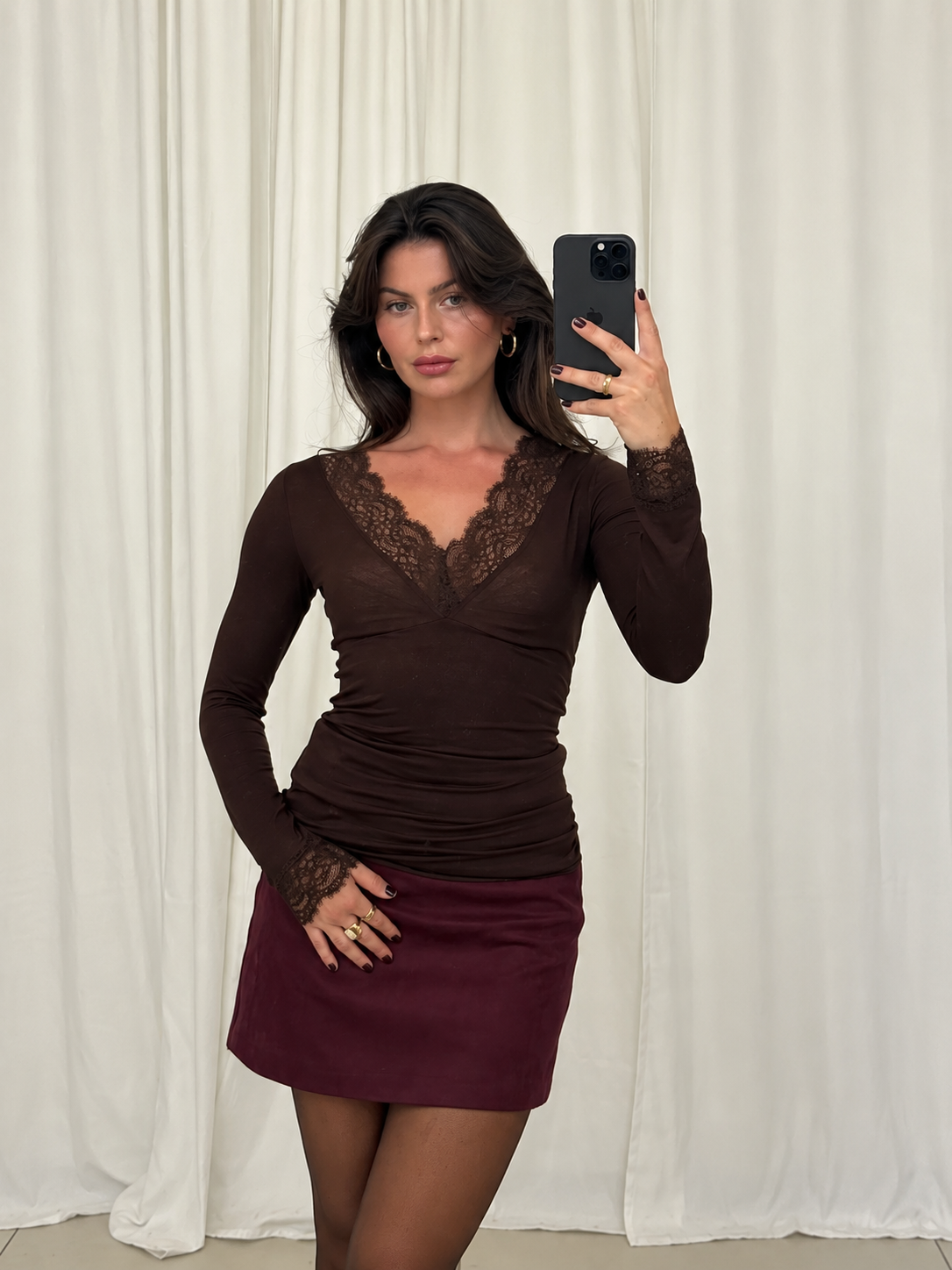 Berry Suede Mini Skirt