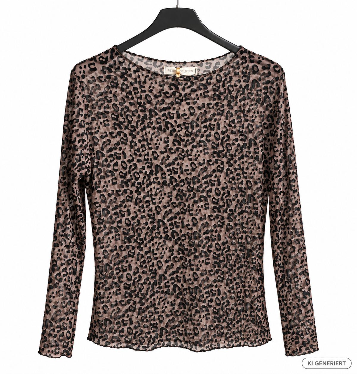 Leo Mesh Langarmshirt – Leicht Transparentes Damenoberteil mit Animal Print | Made in Italy