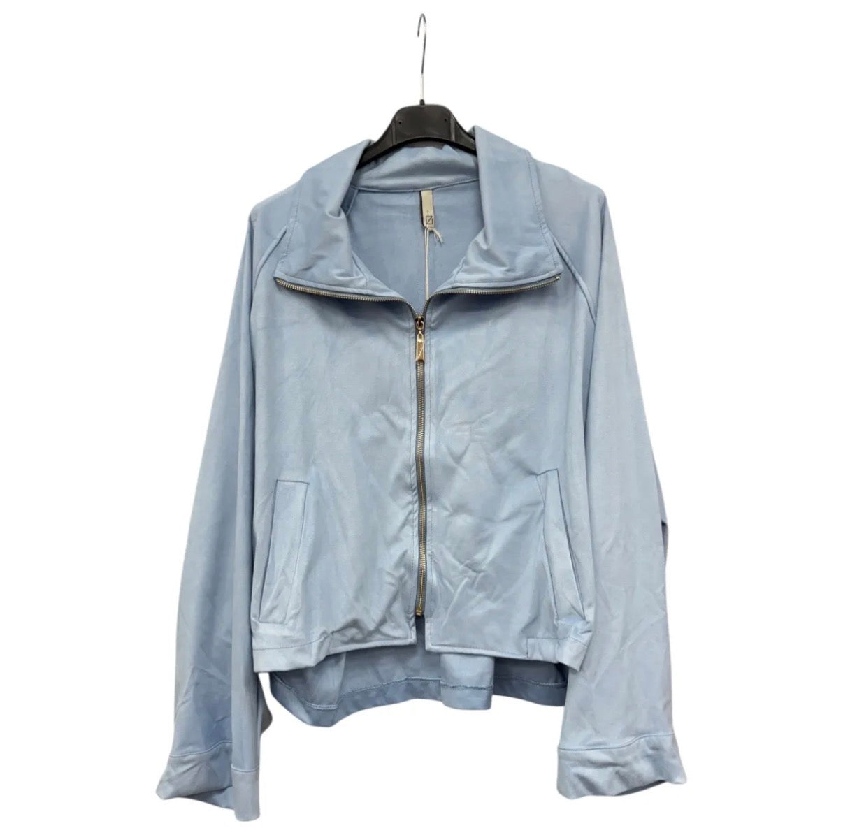 Stretch Suede Jacke – kurze Velours Jacke mit Reißverschluss in Trendfarben | Ecru, Light Blue, Light Yellow & Rosé