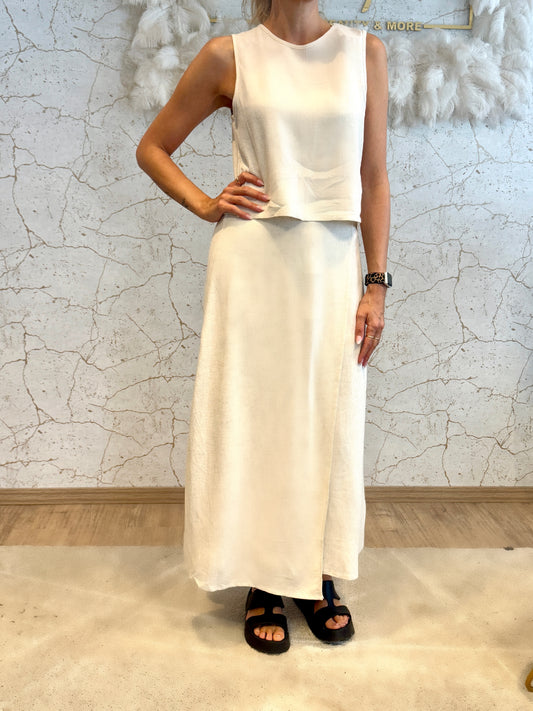 Maxi Wickelrock aus Leinen – Naturlook mit Gummibund | Sommerrock Beige