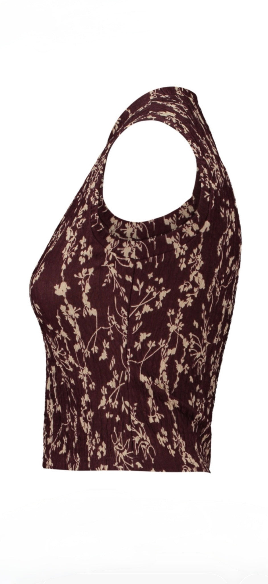 Blusentop mit floralem Print – Ärmelloses Damen Top in Bordeaux