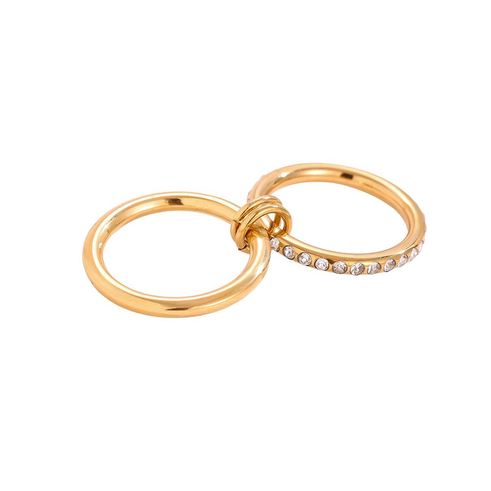 Zweireihiges Diamond Ring Set Edelstahl Ring