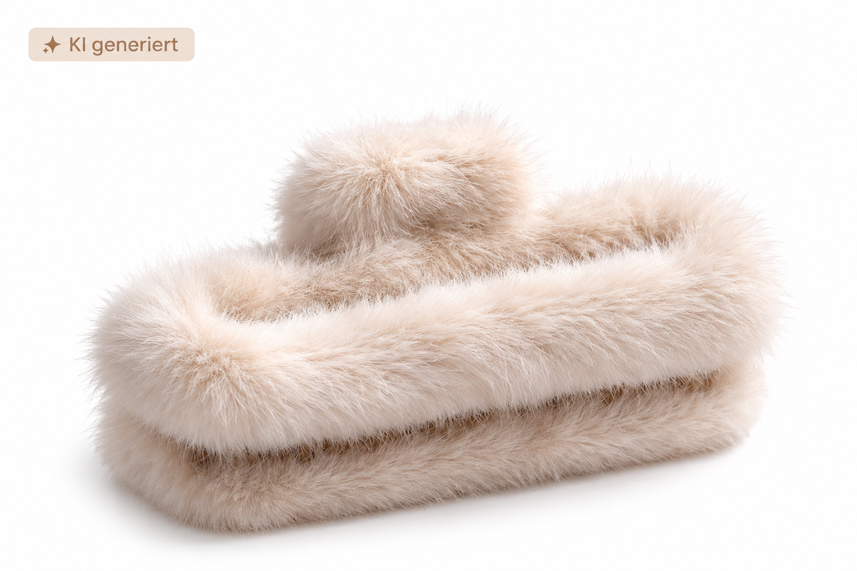 Fluff Rectangle – Flauschige Haarklammer 13 cm