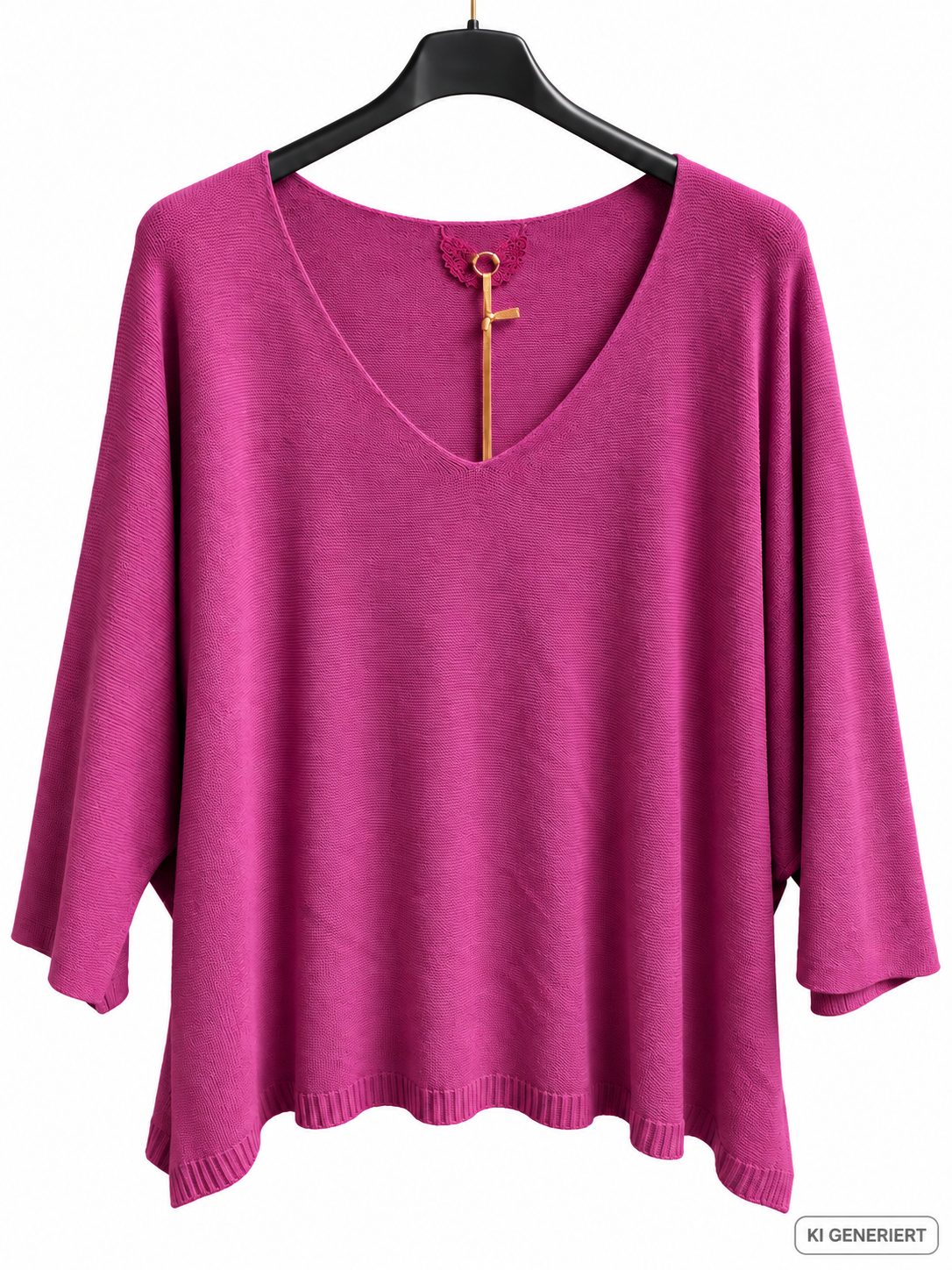 Leichter Oversize Feinstrickpullover mit rundem V-Ausschnitt
