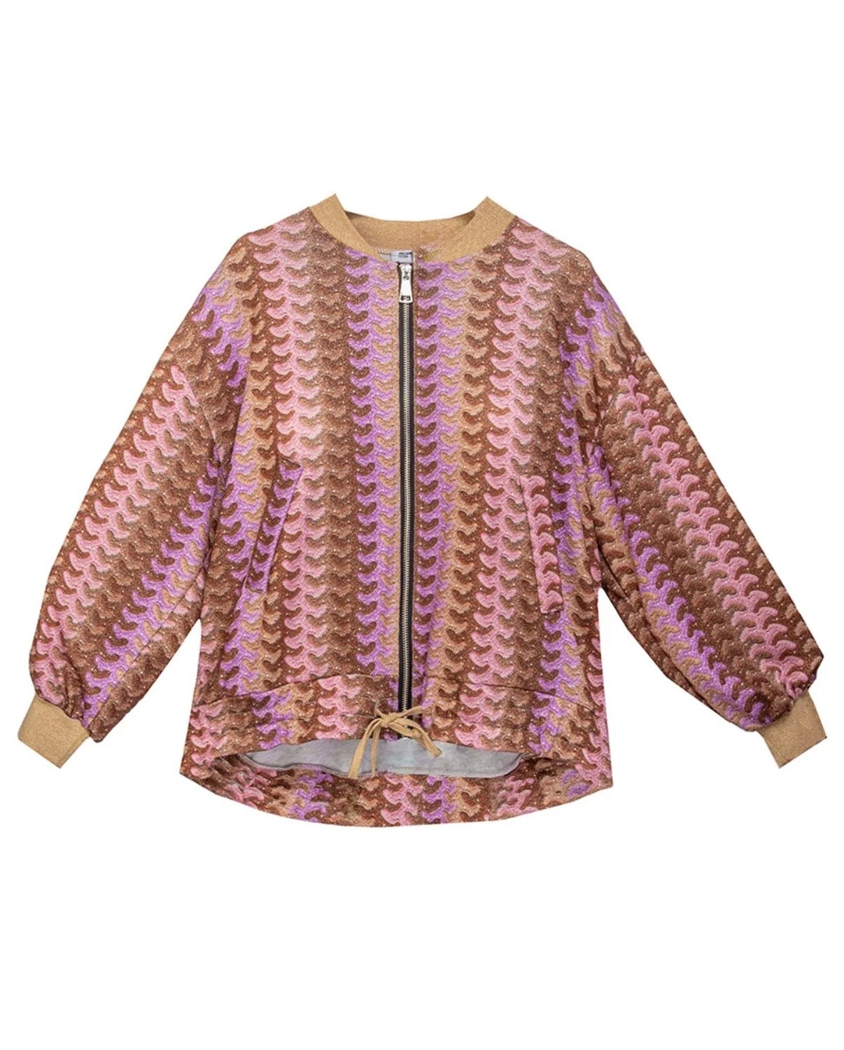 Retro Muster Bomberjacke Damen – Statement Zip Jacke | Boho Fashion