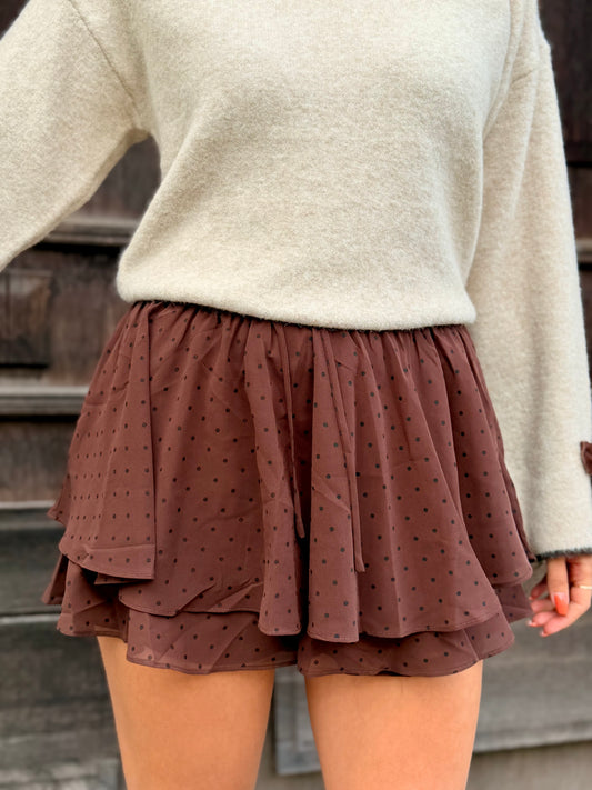 Chiffon Skort – Dotted Chocolate