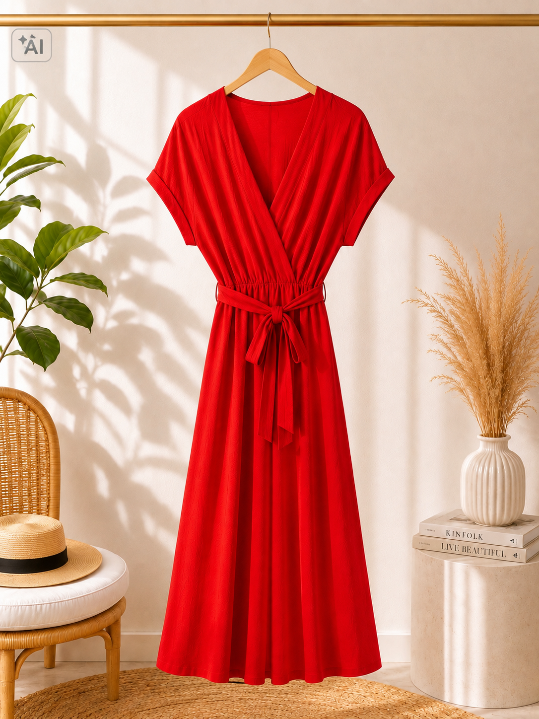 Wickelkleid mit Bindegürtel
