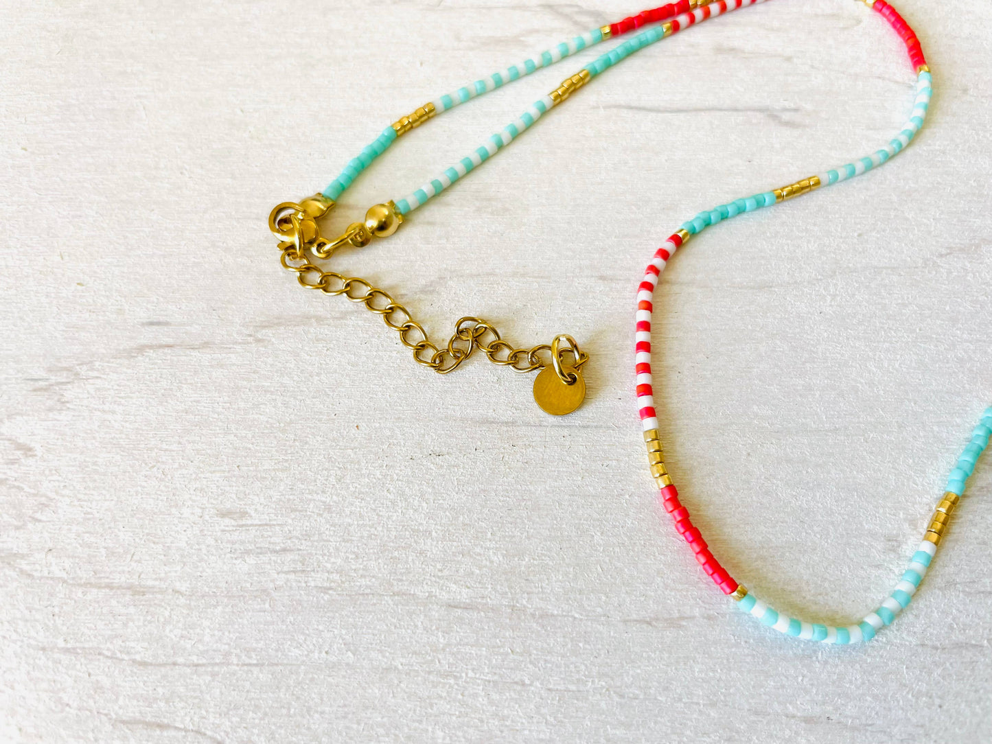 Perlenkette mit Edelstahlverschluss, Choker C033