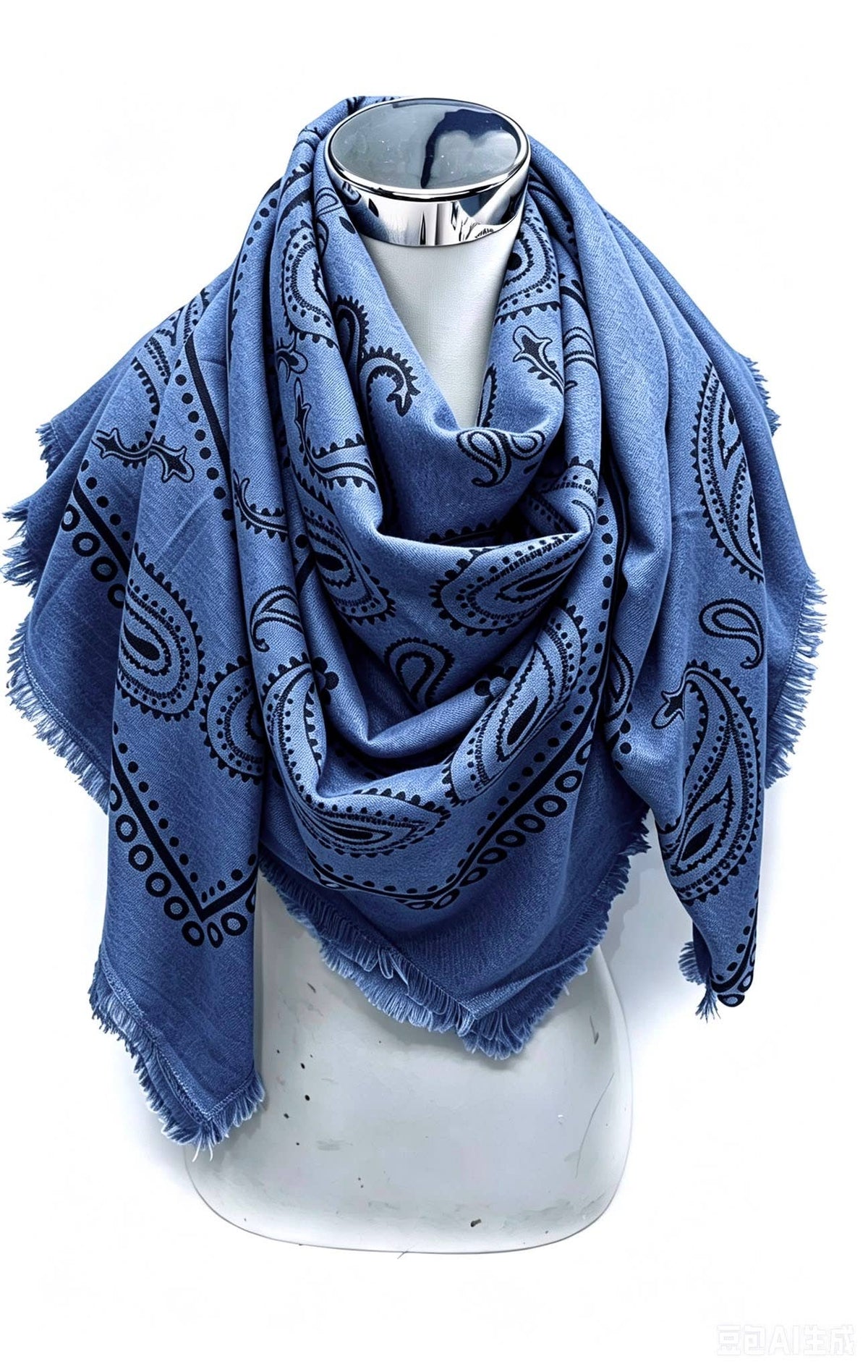 K2 quadratischer Wollschal mit Paisley‑Muster
